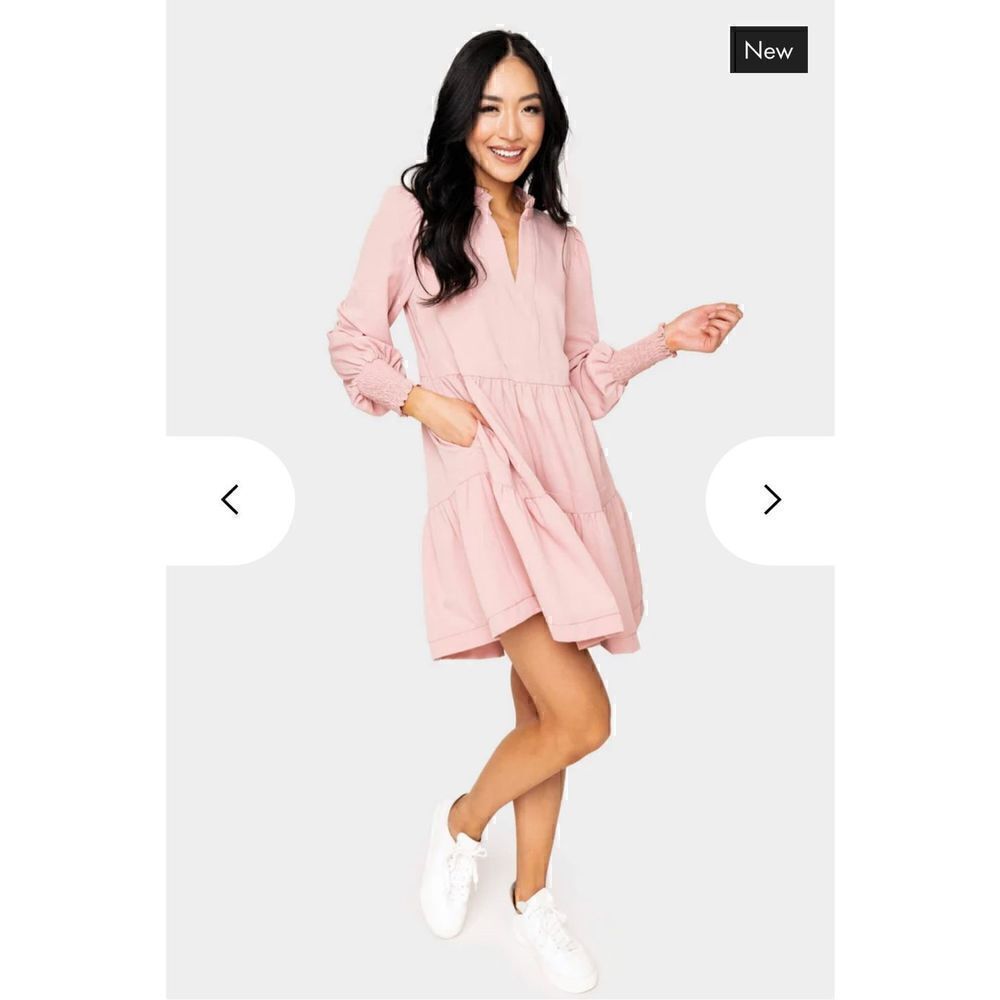 Gibson Look Blush XS Long Sleeved Decked Out Day Dress